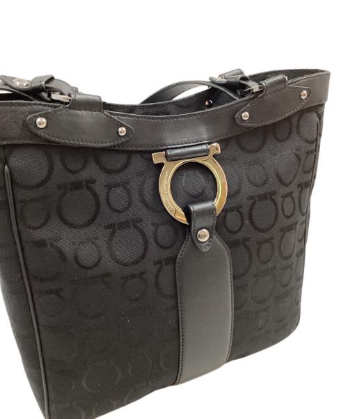 Salvatore Ferragamo（サルヴァトーレ フェラガモ）Salvatore Ferragamo (サルヴァトーレ フェラガモ) ガンチーニ キャンバス トートバッグ ブラックの古着・服飾アイテム