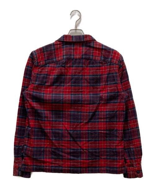 RRL（ダブルアールエル）RRL (ダブルアールエル) チェックネルオープンカラーシャツ レッド×ネイビー サイズ:Mの古着・服飾アイテム