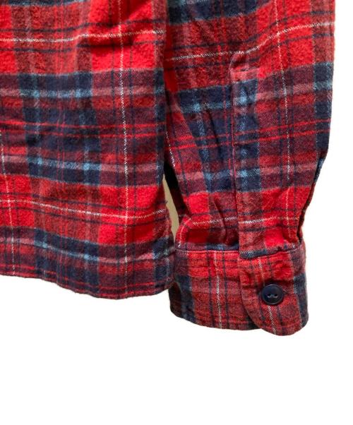 RRL（ダブルアールエル）RRL (ダブルアールエル) チェックネルオープンカラーシャツ レッド×ネイビー サイズ:Mの古着・服飾アイテム