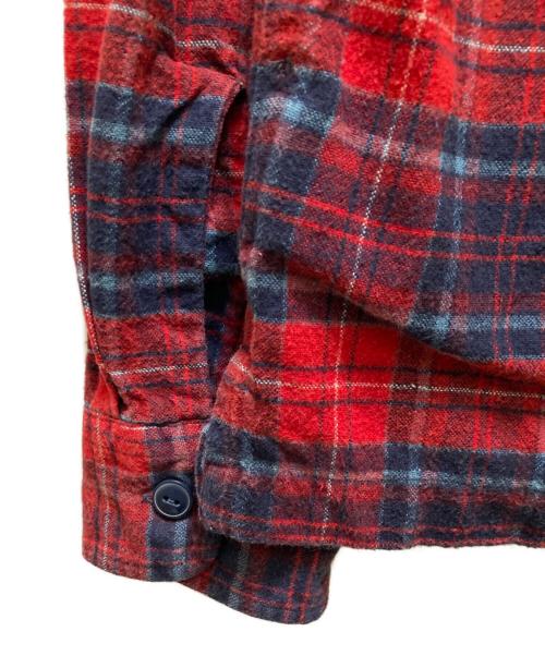 RRL（ダブルアールエル）RRL (ダブルアールエル) チェックネルオープンカラーシャツ レッド×ネイビー サイズ:Mの古着・服飾アイテム