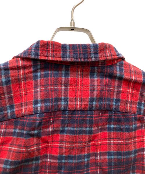 RRL（ダブルアールエル）RRL (ダブルアールエル) チェックネルオープンカラーシャツ レッド×ネイビー サイズ:Mの古着・服飾アイテム