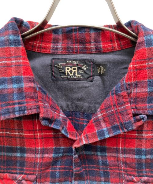 RRL（ダブルアールエル）RRL (ダブルアールエル) チェックネルオープンカラーシャツ レッド×ネイビー サイズ:Mの古着・服飾アイテム