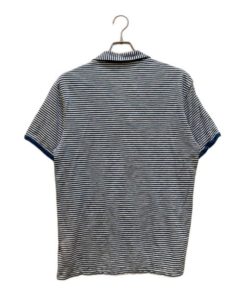 RRL（ダブルアールエル）RRL (ダブルアールエル) インディゴボーダーポロシャツ ホワイト×インディゴ サイズ:Mの古着・服飾アイテム