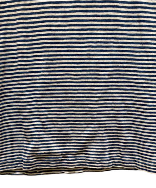 RRL（ダブルアールエル）RRL (ダブルアールエル) インディゴボーダーポロシャツ ホワイト×インディゴ サイズ:Mの古着・服飾アイテム