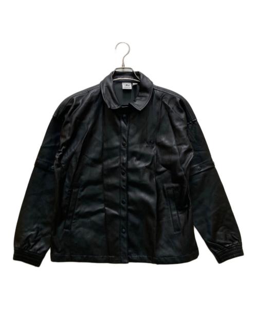 adidas（アディダス）adidas (アディダス) レザートラッカージャケット ブラック サイズ:Lの古着・服飾アイテム