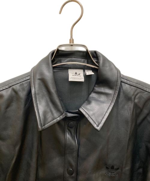 adidas（アディダス）adidas (アディダス) レザートラッカージャケット ブラック サイズ:Lの古着・服飾アイテム