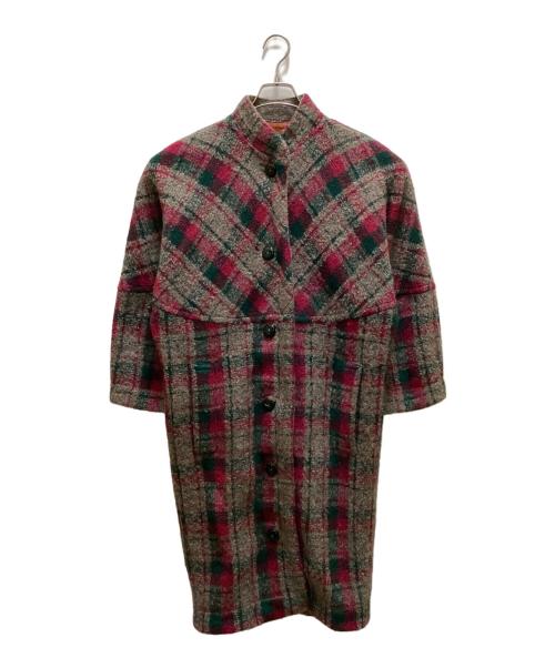 missoni（ミッソーニ）missoni (ミッソーニ) モヘア混ノーカラーコート グリーン×グレー サイズ:freeの古着・服飾アイテム