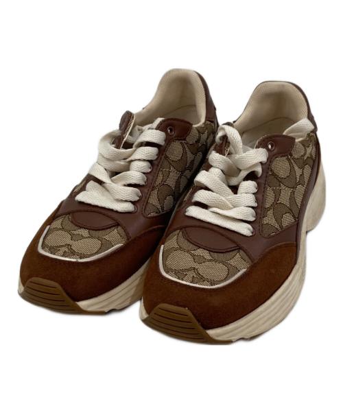 COACH（コーチ）COACH (コーチ) テックランナーシグネチャーローカットスニーカー ブラウン サイズ:22.5の古着・服飾アイテム
