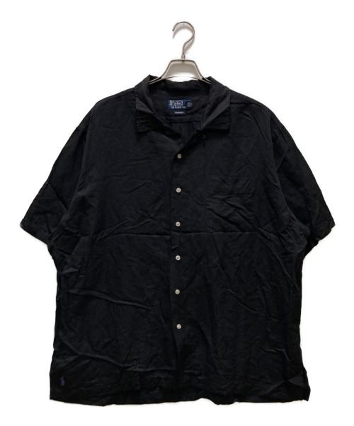 POLO RALPH LAUREN（ポロ・ラルフローレン）POLO RALPH LAUREN (ポロ・ラルフローレン) 開襟シルクリネン半袖シャツ ブラック サイズ:XXLの古着・服飾アイテム