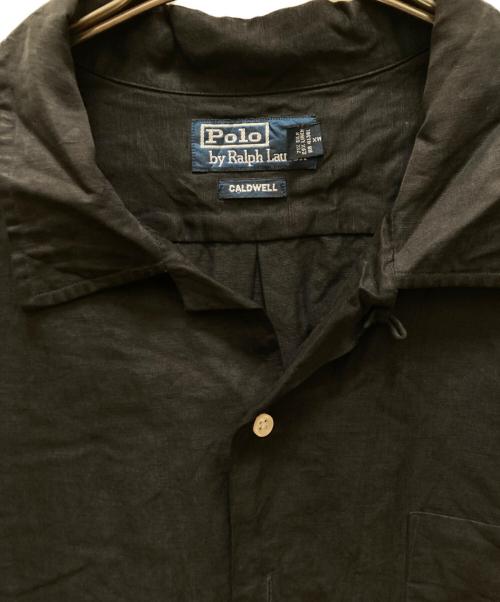POLO RALPH LAUREN（ポロ・ラルフローレン）POLO RALPH LAUREN (ポロ・ラルフローレン) 開襟シルクリネン半袖シャツ ブラック サイズ:XXLの古着・服飾アイテム