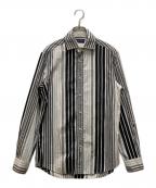 RALPH LAUREN Purple Labelラルフ ローレン パープル レーベル）の古着「ストライプワイドカラーシャツ」｜ブラック×ホワイト