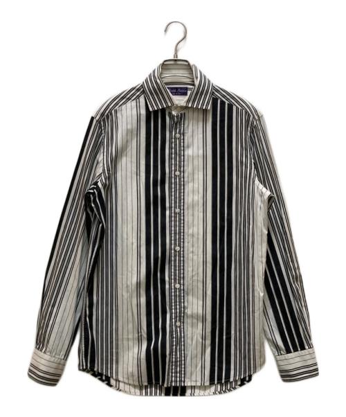 RALPH LAUREN Purple Label（ラルフ ローレン パープル レーベル）RALPH LAUREN Purple Label (ラルフ ローレン パープル レーベル) ストライプワイドカラーシャツ ブラック×ホワイト サイズ:Sの古着・服飾アイテム