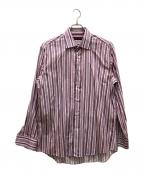 ETROエトロ）の古着「ストライプワイドカラーシャツ」｜パープル×ホワイト