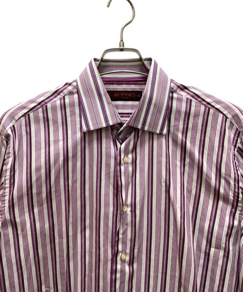 ETRO（エトロ）ETRO (エトロ) ストライプワイドカラーシャツ パープル×ホワイト サイズ:42の古着・服飾アイテム