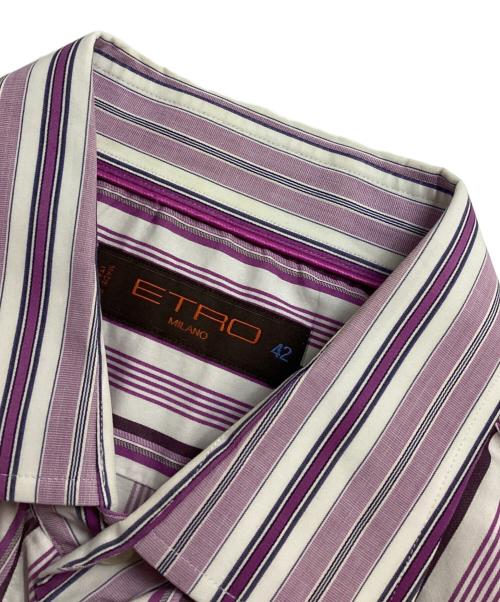 ETRO（エトロ）ETRO (エトロ) ストライプワイドカラーシャツ パープル×ホワイト サイズ:42の古着・服飾アイテム