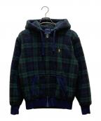 POLO RALPH LAURENポロ・ラルフローレン）の古着「ブラックウォッチボアジップパーカー」｜ネイビー×グリーン