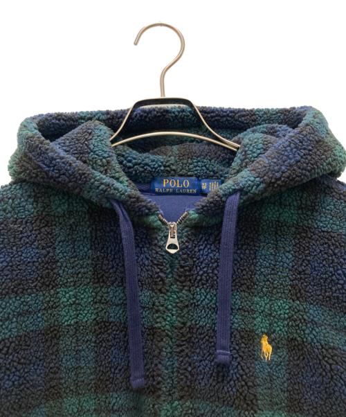 POLO RALPH LAUREN（ポロ・ラルフローレン）POLO RALPH LAUREN (ポロ・ラルフローレン) ブラックウォッチボアジップパーカー ネイビー×グリーン サイズ:XSの古着・服飾アイテム