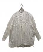 mizuiro-indミズイロインド）の古着「スタンドカラーピンタックシャツ」｜ホワイト