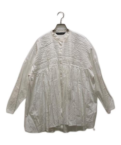 mizuiro-ind（ミズイロインド）mizuiro-ind (ミズイロインド) スタンドカラーピンタックシャツ ホワイト サイズ:不明の古着・服飾アイテム