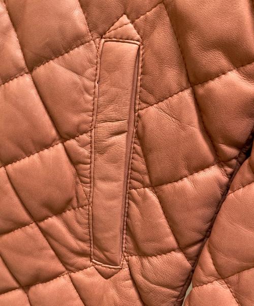 PS Paul Smith（ＰＳポールスミス）PS Paul Smith (ＰＳポールスミス) ラムレザーキルティングダウンジャケット ブラウン サイズ:Mの古着・服飾アイテム