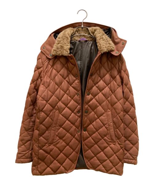 PS Paul Smith（ＰＳポールスミス）PS Paul Smith (ＰＳポールスミス) ラムレザーキルティングダウンジャケット ブラウン サイズ:Mの古着・服飾アイテム