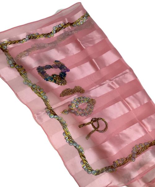 Christian Dior（クリスチャン ディオール）Christian Dior (クリスチャン ディオール) 宝石デザイン ロゴシルクスカーフ ピンク 未使用品の古着・服飾アイテム