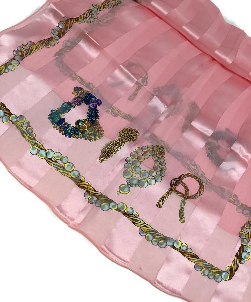 Christian Dior（クリスチャン ディオール）Christian Dior (クリスチャン ディオール) 宝石デザイン ロゴシルクスカーフ ピンク 未使用品の古着・服飾アイテム