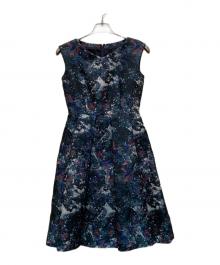 ANAYI（アナイ）の古着「総柄ジャガードタックノースリーブワンピース」｜ブラック