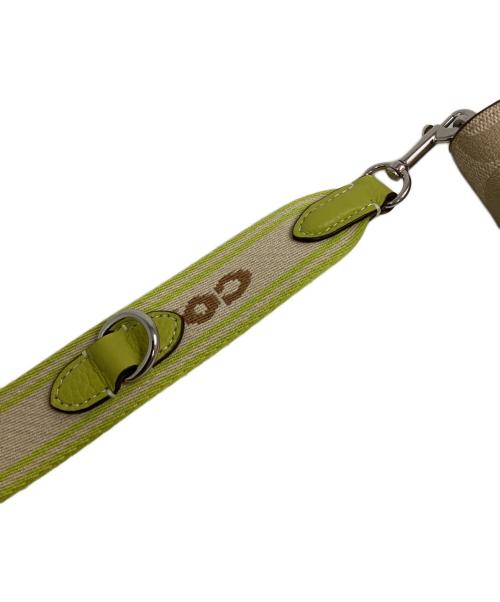 COACH（コーチ）COACH (コーチ) アンナフォルドオーバークロスボディクラッチ 黄緑×ベージュの古着・服飾アイテム