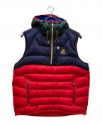 POLO RALPH LAURENポロ・ラルフローレン）の古着「GLACIER COLORBLOCK ダウンベスト」｜レッド×ネイビー