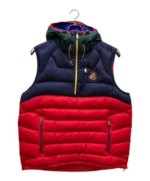 POLO RALPH LAUREN（ポロ・ラルフローレン）POLO RALPH LAUREN (ポロ・ラルフローレン) GLACIER COLORBLOCK ダウンベスト レッド×ネイビー サイズ:XLの古着・服飾アイテム