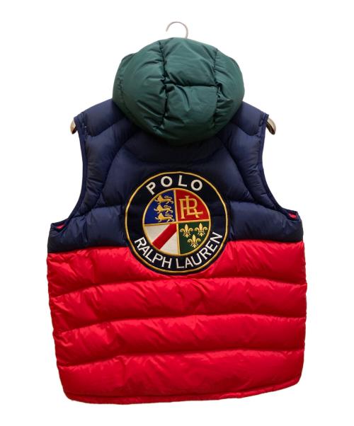 POLO RALPH LAUREN（ポロ・ラルフローレン）POLO RALPH LAUREN (ポロ・ラルフローレン) GLACIER COLORBLOCK ダウンベスト レッド×ネイビー サイズ:XLの古着・服飾アイテム