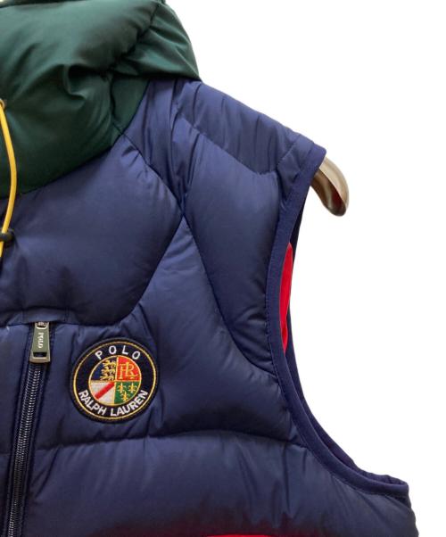 POLO RALPH LAUREN（ポロ・ラルフローレン）POLO RALPH LAUREN (ポロ・ラルフローレン) GLACIER COLORBLOCK ダウンベスト レッド×ネイビー サイズ:XLの古着・服飾アイテム