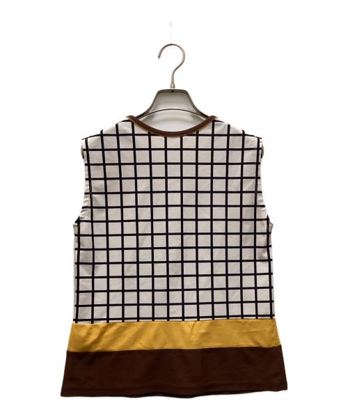 ISSEY MIYAKE（イッセイミヤケ）ISSEY MIYAKE (イッセイミヤケ) ウインドウチェック切替ノースリーブ ブラック×ホワイト サイズ:2の古着・服飾アイテム