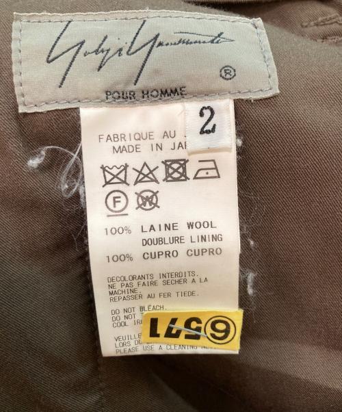 Yohji Yamamoto pour homme（ヨウジヤマモト プールオム）Yohji Yamamoto pour homme (ヨウジヤマモト プールオム) ウールテーパードパンツ カーキ サイズ:2の古着・服飾アイテム