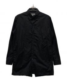 Yohji Yamamoto pour homme（ヨウジヤマモト プールオム）の古着「後ろ開き 環縫いレギュラーカラーロングシャツ」｜ブラック