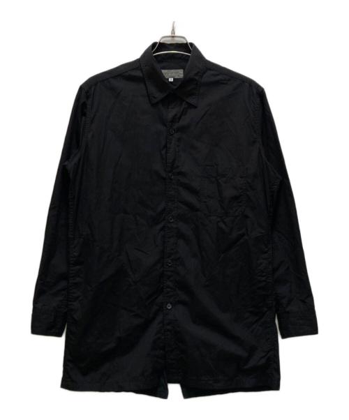 Yohji Yamamoto pour homme（ヨウジヤマモト プールオム）Yohji Yamamoto pour homme (ヨウジヤマモト プールオム) 後ろ開き 環縫いレギュラーカラーロングシャツ ブラック サイズ:3の古着・服飾アイテム