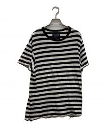 REGULATION Yohji Yamamoto MEN（レギュレーション ヨウジヤマモト）の古着「ほつれ加工ボーダーTシャツ」｜ホワイト×ブラック