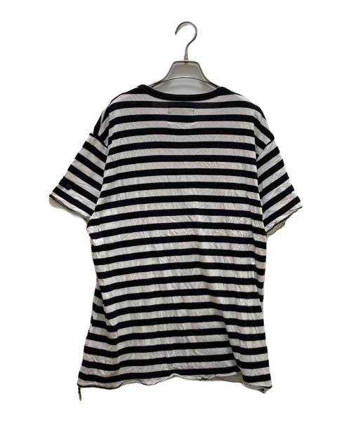 REGULATION Yohji Yamamoto MEN（レギュレーション ヨウジヤマモト）REGULATION Yohji Yamamoto MEN (レギュレーション ヨウジヤマモト) ほつれ加工ボーダーTシャツ ホワイト×ブラック サイズ:3の古着・服飾アイテム
