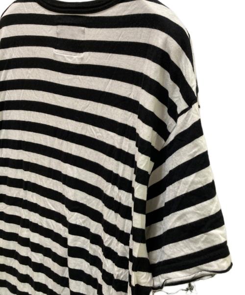 REGULATION Yohji Yamamoto MEN（レギュレーション ヨウジヤマモト）REGULATION Yohji Yamamoto MEN (レギュレーション ヨウジヤマモト) ほつれ加工ボーダーTシャツ ホワイト×ブラック サイズ:3の古着・服飾アイテム