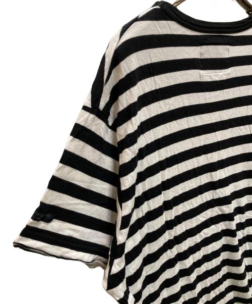 REGULATION Yohji Yamamoto MEN（レギュレーション ヨウジヤマモト）REGULATION Yohji Yamamoto MEN (レギュレーション ヨウジヤマモト) ほつれ加工ボーダーTシャツ ホワイト×ブラック サイズ:3の古着・服飾アイテム