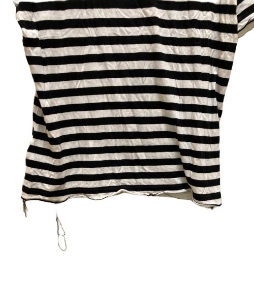 REGULATION Yohji Yamamoto MEN（レギュレーション ヨウジヤマモト）REGULATION Yohji Yamamoto MEN (レギュレーション ヨウジヤマモト) ほつれ加工ボーダーTシャツ ホワイト×ブラック サイズ:3の古着・服飾アイテム