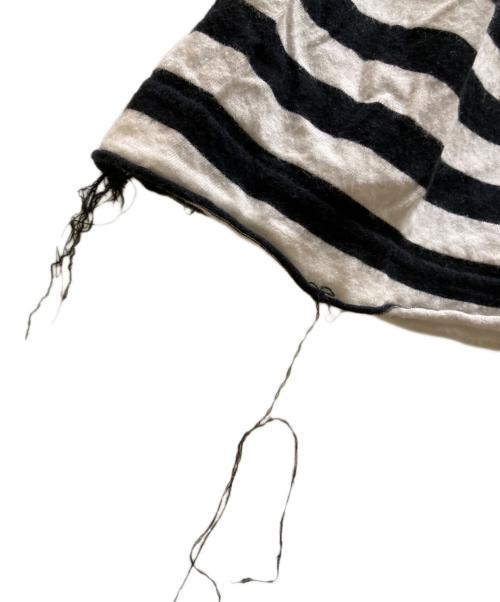 REGULATION Yohji Yamamoto MEN（レギュレーション ヨウジヤマモト）REGULATION Yohji Yamamoto MEN (レギュレーション ヨウジヤマモト) ほつれ加工ボーダーTシャツ ホワイト×ブラック サイズ:3の古着・服飾アイテム