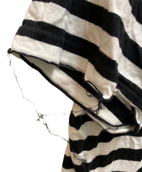 REGULATION Yohji Yamamoto MEN（レギュレーション ヨウジヤマモト）REGULATION Yohji Yamamoto MEN (レギュレーション ヨウジヤマモト) ほつれ加工ボーダーTシャツ ホワイト×ブラック サイズ:3の古着・服飾アイテム