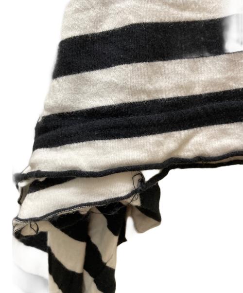 REGULATION Yohji Yamamoto MEN（レギュレーション ヨウジヤマモト）REGULATION Yohji Yamamoto MEN (レギュレーション ヨウジヤマモト) ほつれ加工ボーダーTシャツ ホワイト×ブラック サイズ:3の古着・服飾アイテム