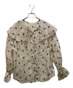 fredy emueフレディエミュ）の古着「シアー楊柳刺繍ケープブラウス」｜ベージュ×ブラック