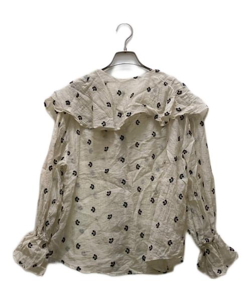 fredy emue（フレディエミュ）fredy emue (フレディエミュ) シアー楊柳刺繍ケープブラウス ベージュ×ブラック サイズ:38 未使用品の古着・服飾アイテム