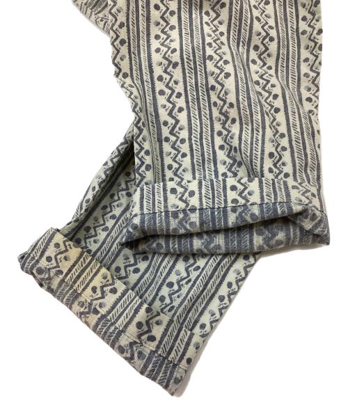 45rpm（45アールピーエム）45rpm (45アールピーエム) インディゴ抜染めワンピース グレー×ベージュの古着・服飾アイテム