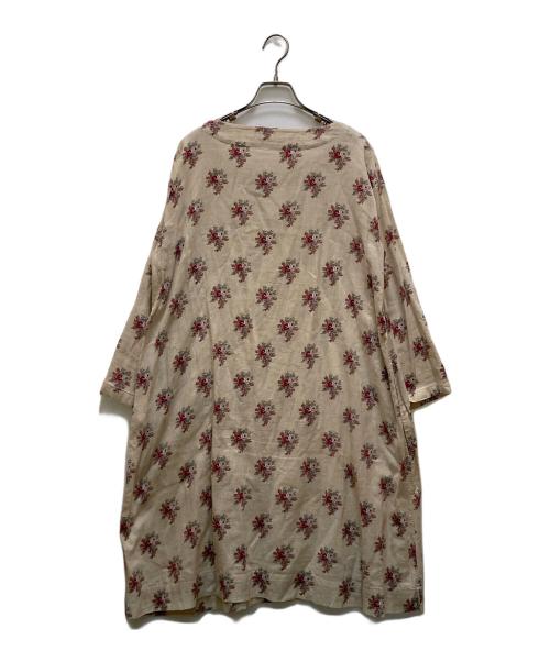 45R（フォーティファイブ・アール）45R (フォーティファイブ・アール) インディゴ抜染めワンピース ベージュの古着・服飾アイテム