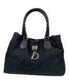 Christian Diorクリスチャン ディオール）の古着「SV金具 ラブリーキャンバス レザー トートバッグ」｜ブラック